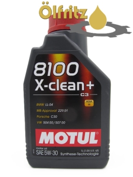 Motul 8100 X-clean+ 5W-30 Motoröl 1l