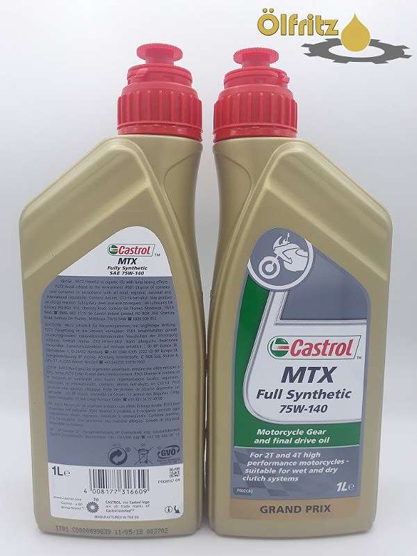 Huile Moteur Castrol MTX 75W-140 Synthétique 1L – Pour Boîte Moto 2T/4T
