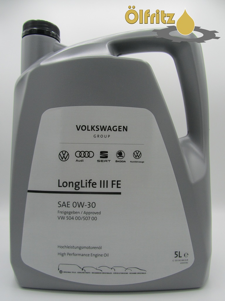Original VW High Performance LongLife III (VW 504.00 / VW 507.00) FE 0W-30  Motoröl 5l - Motoröle für alle Fahrzeuge