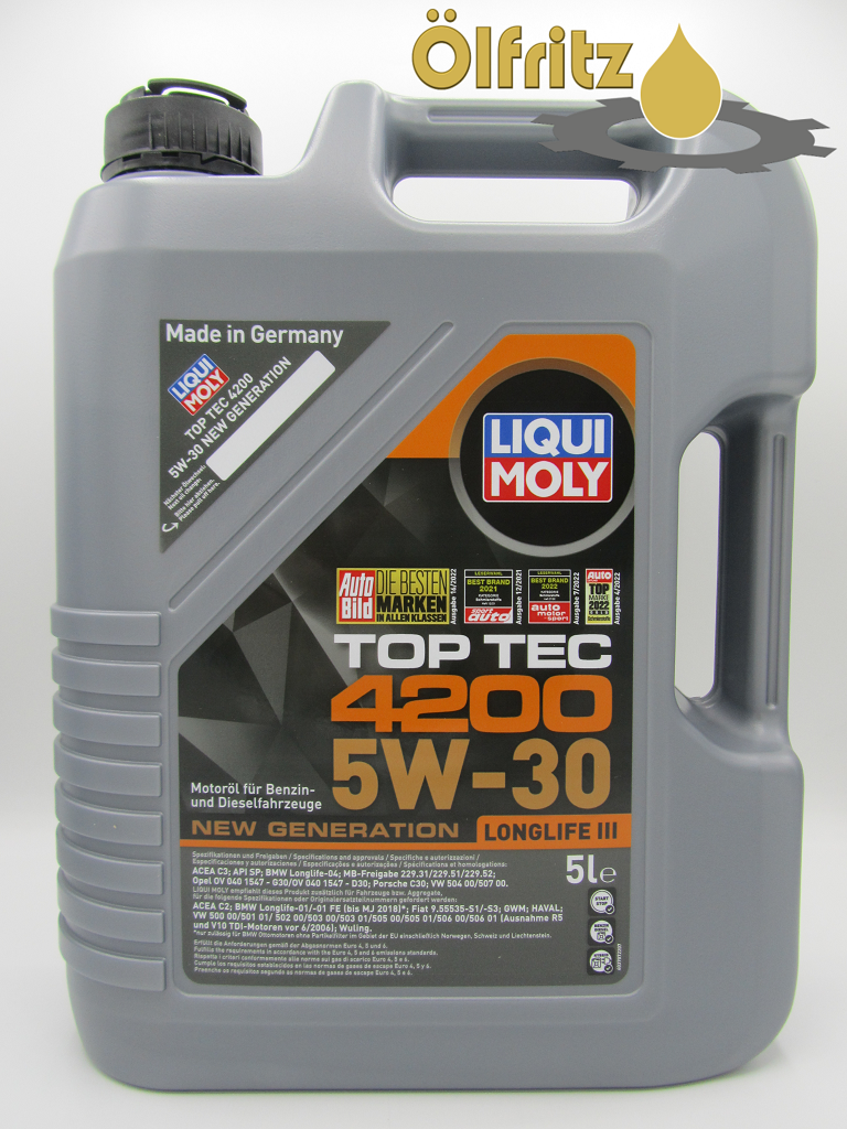 5 Liter original Liqui Moly Top Tec 4200 5W30 5W-30 Motoröl